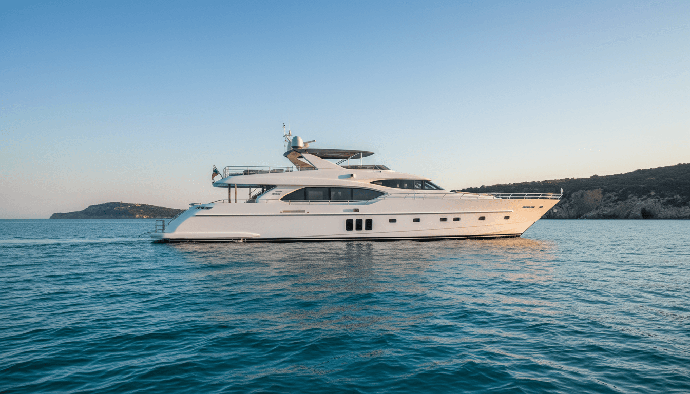 Vista aérea del casco compuesto navegando aguas cristalinas