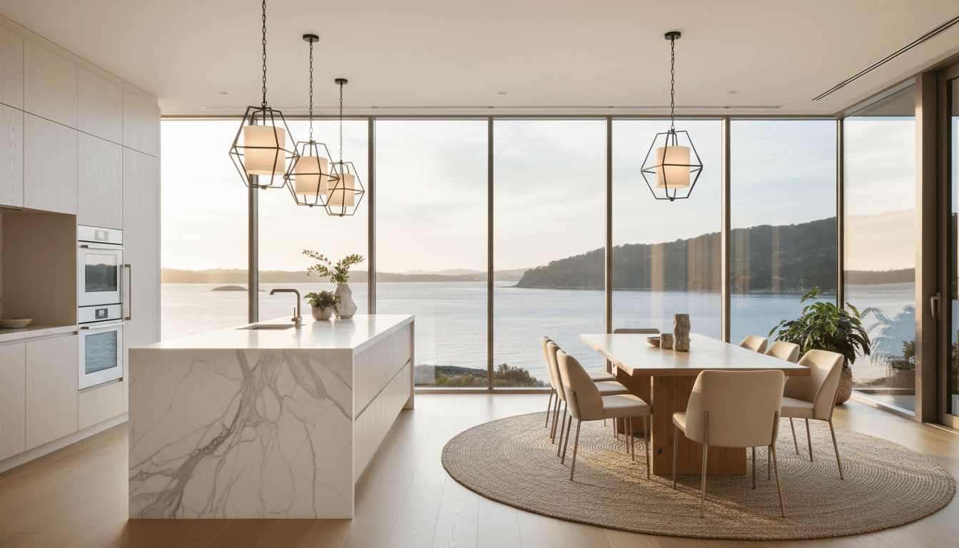 Interior del yate con cocina y equipamiento profesional